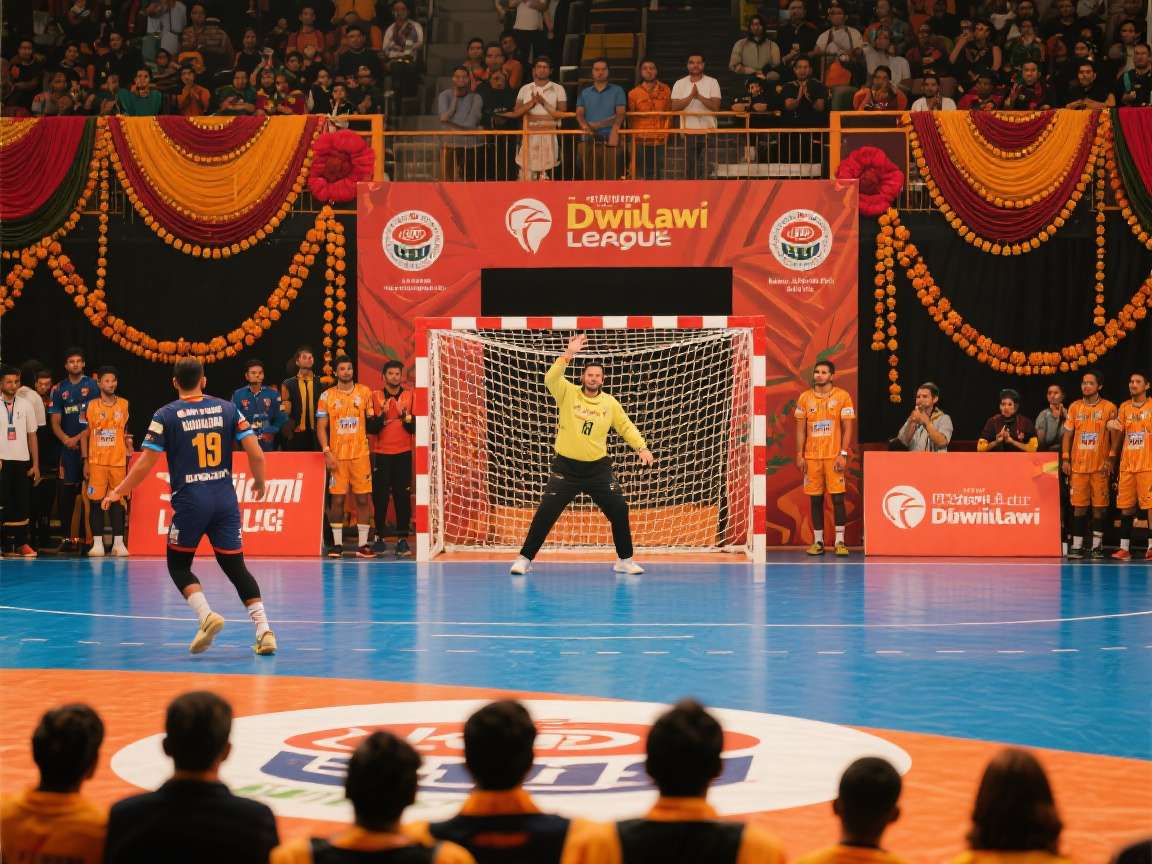 Handball Premier League India Diwali special match with decorations